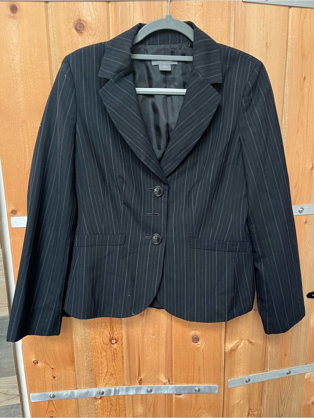 Ann Taylor Black Pinstripe Blazer